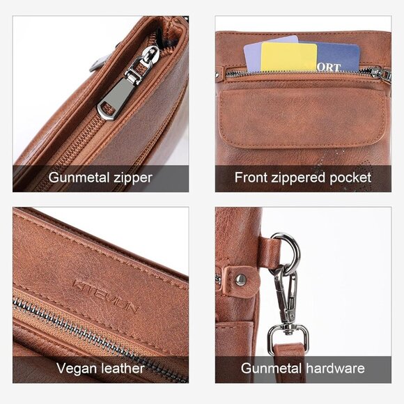 Versatile Women’s Crossbody Bag: Easy-Clean Vegan Leather with Butterfly Pattern - Picture 6 of 7